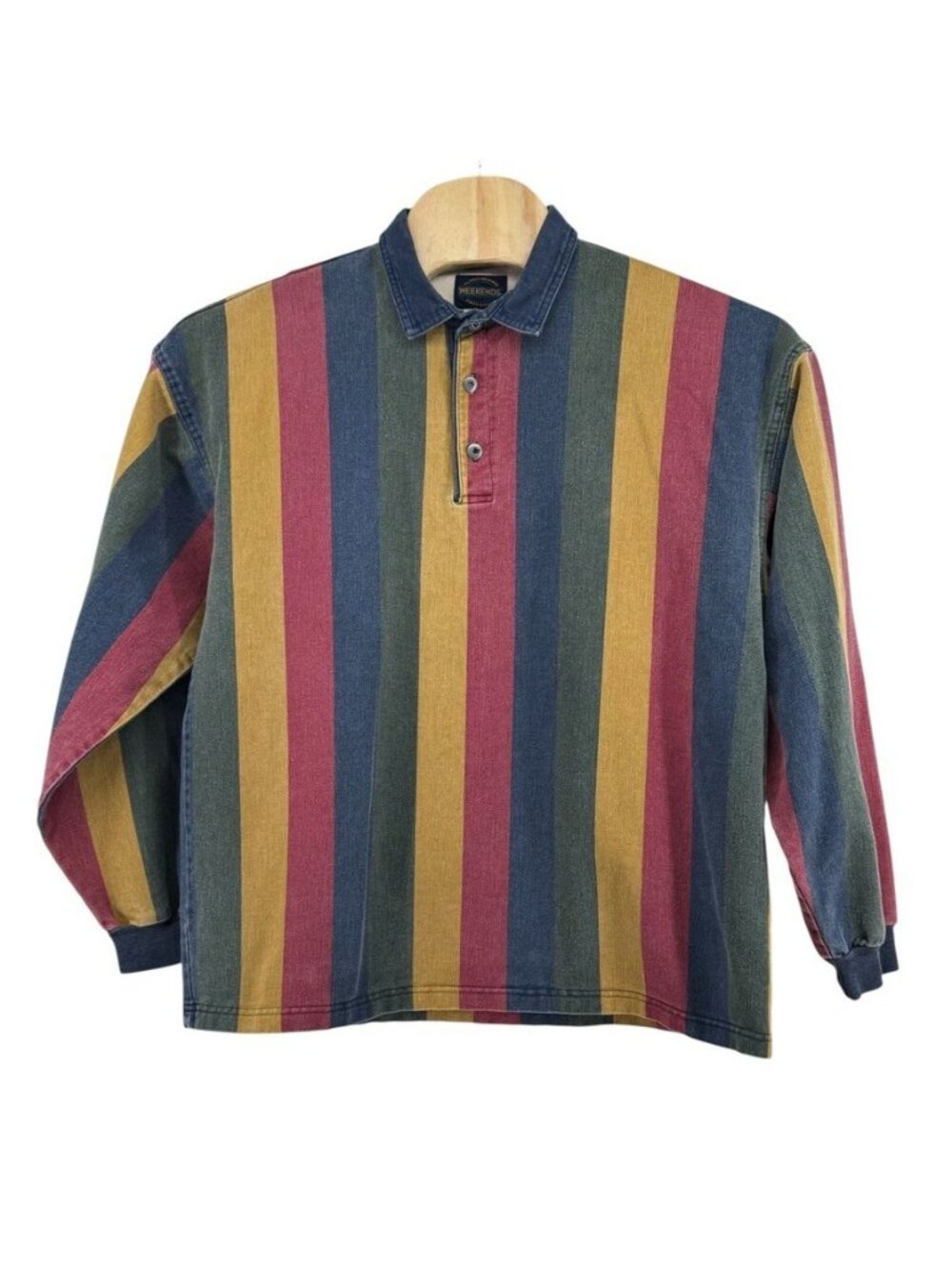 Always Relaxed Weekend First Quality USA Mens XL Stripe Polo Y2K Vtg 90s READ